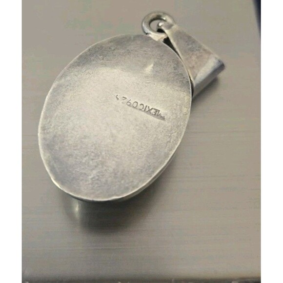 Vintage Sterling Silver 925 Maxico Blue Stone 2" Drop Pendent 15 Grams - Picture 3 of 6